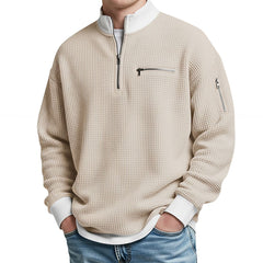 Witold™ | Sweter o strukturze wafla z krótkim zamkiem
