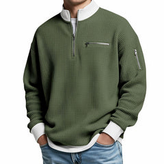 Witold™ | Sweter o strukturze wafla z krótkim zamkiem