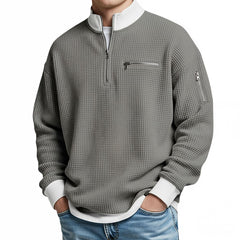 Witold™ | Sweter o strukturze wafla z krótkim zamkiem