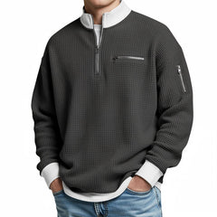 Witold™ | Sweter o strukturze wafla z krótkim zamkiem