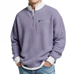 Witold™ | Sweter o strukturze wafla z krótkim zamkiem