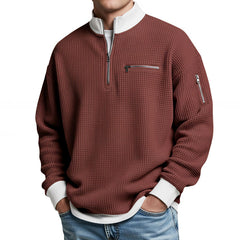 Witold™ | Sweter o strukturze wafla z krótkim zamkiem