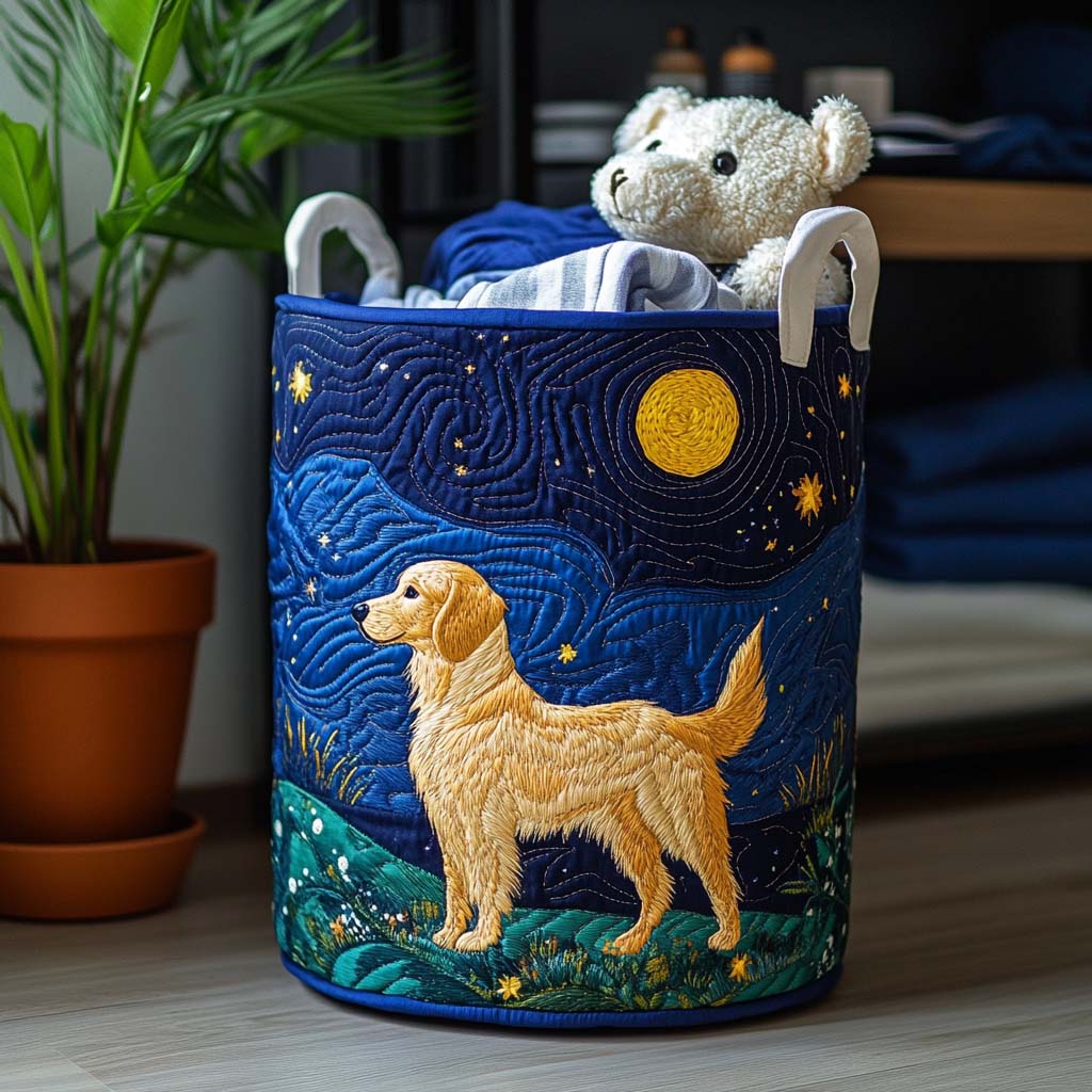 Urok golden retrievera | Pikowany kosz do przechowywania
