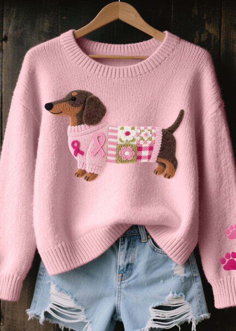Nina™ | Sweter z haftowanym jamnikiem