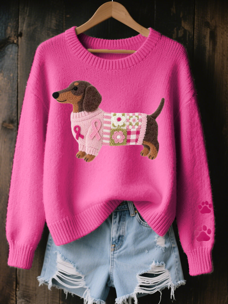 Nina™ | Sweter z haftowanym jamnikiem