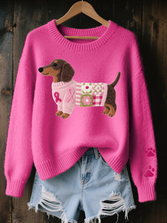 Nina™ | Sweter z haftowanym jamnikiem