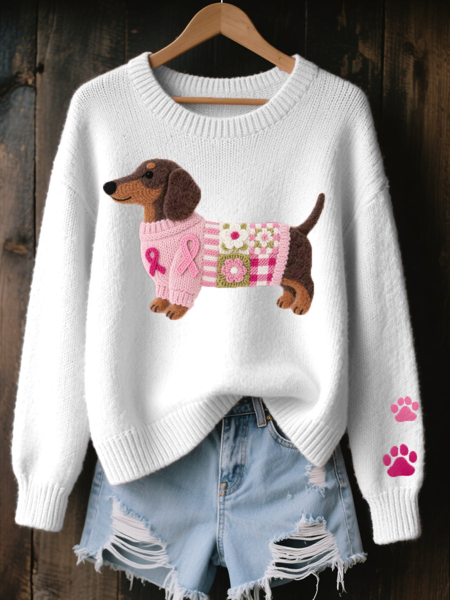Nina™ | Sweter z haftowanym jamnikiem