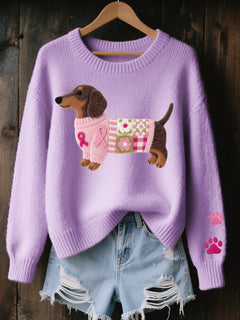 Nina™ | Sweter z haftowanym jamnikiem