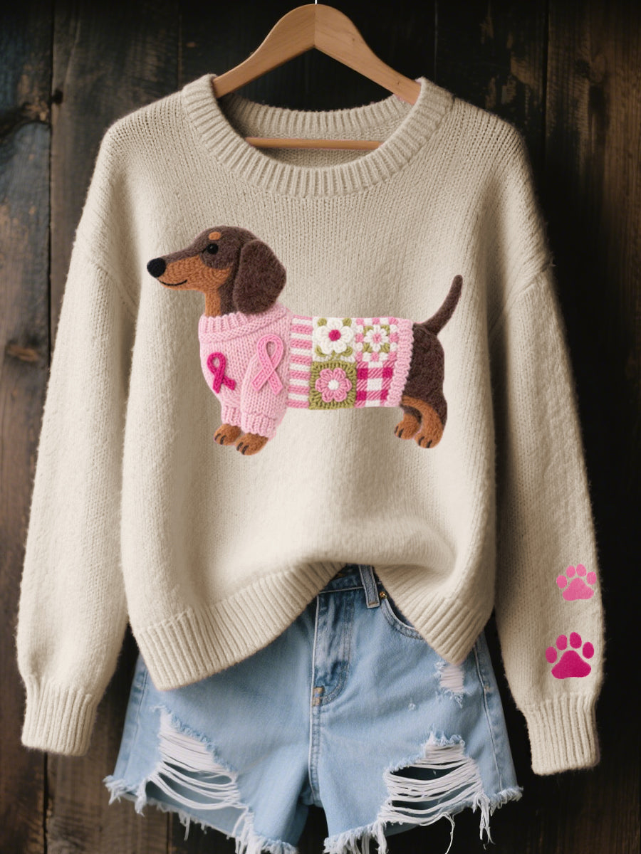 Nina™ | Sweter z haftowanym jamnikiem